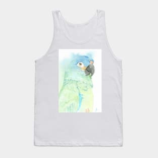 blue-winged macaw parrot portrait watercolor painting tropical pet Tank Top